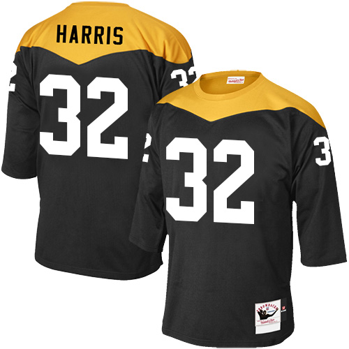 Men's Elite Franco Harris Mitchell and Ness Jersey Black Home - #32 1967 Throwback NFL Pittsburgh Steelers